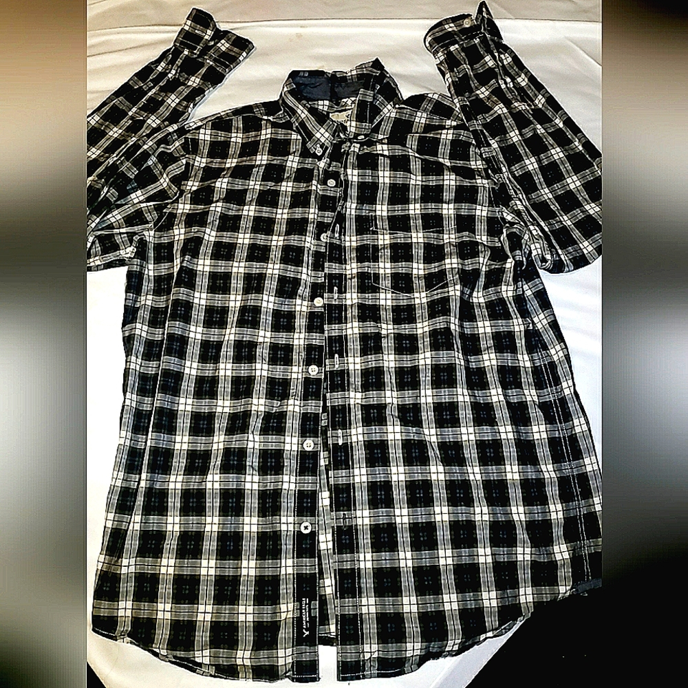 Mens Large American Eagle Slim Fit Flannel Shirt